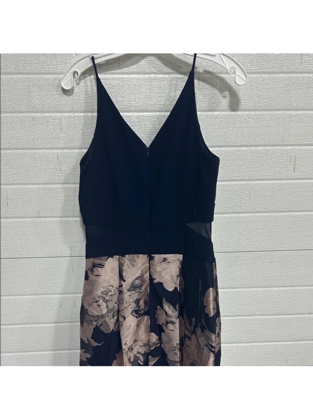 Xscape Navy Maxi Dress with Blush Floral Skirt - Picture 3 of 4